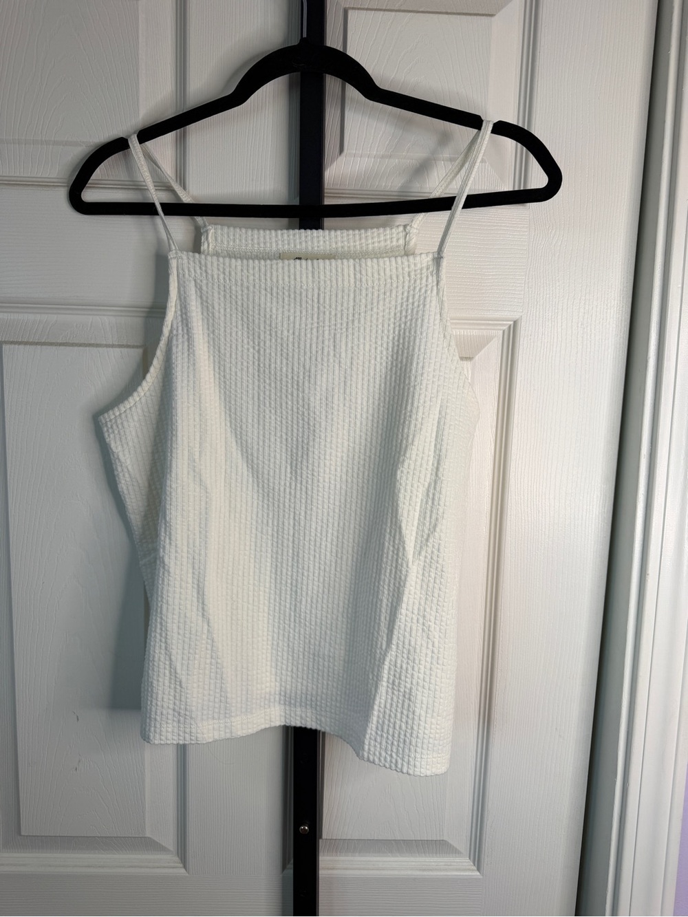 Madewell White Textured Square-Neck Tank Top, size Medium